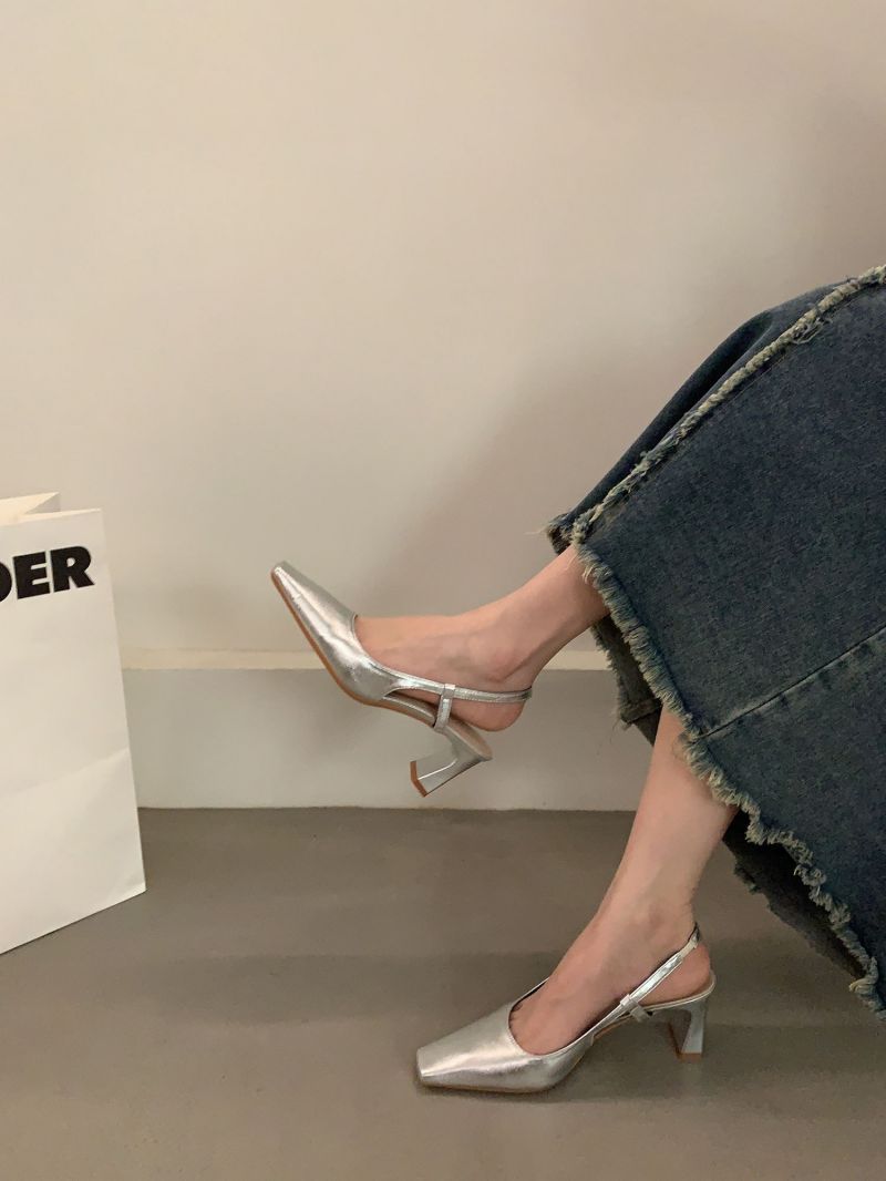 E1554#High-Heeled Slingback Sandals