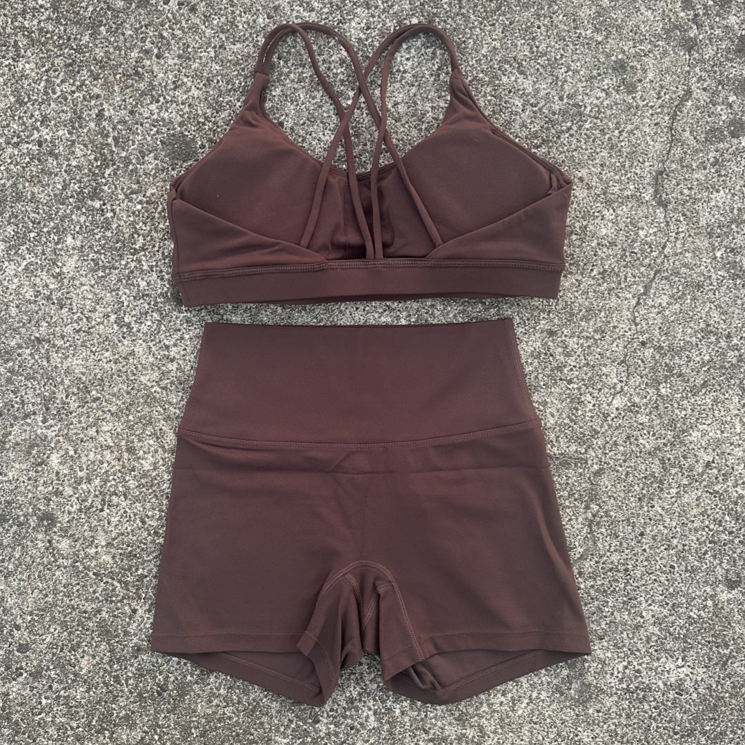 L5296#  Women Yoga Bra Shorts Set