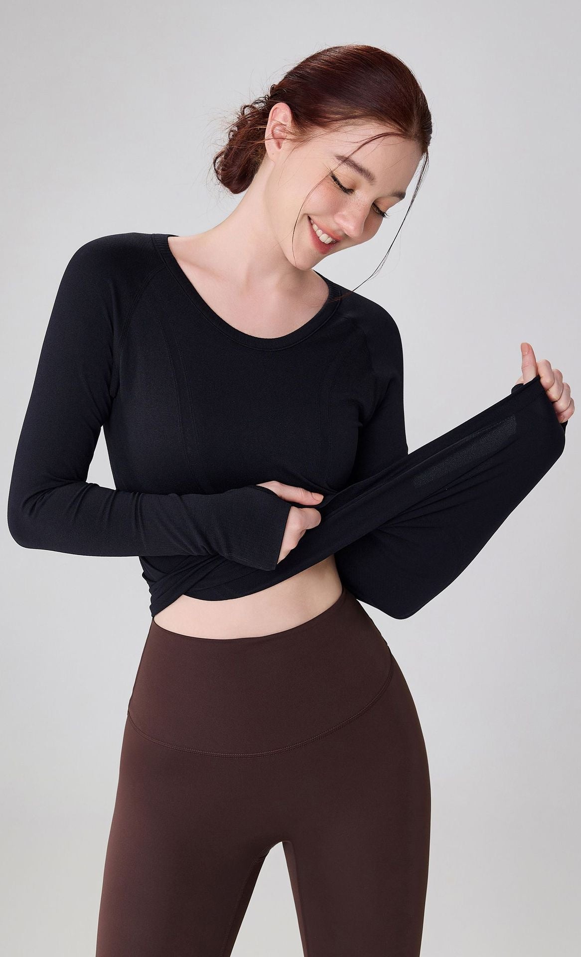 L6495# Women Long-Sleeve Yoga Top