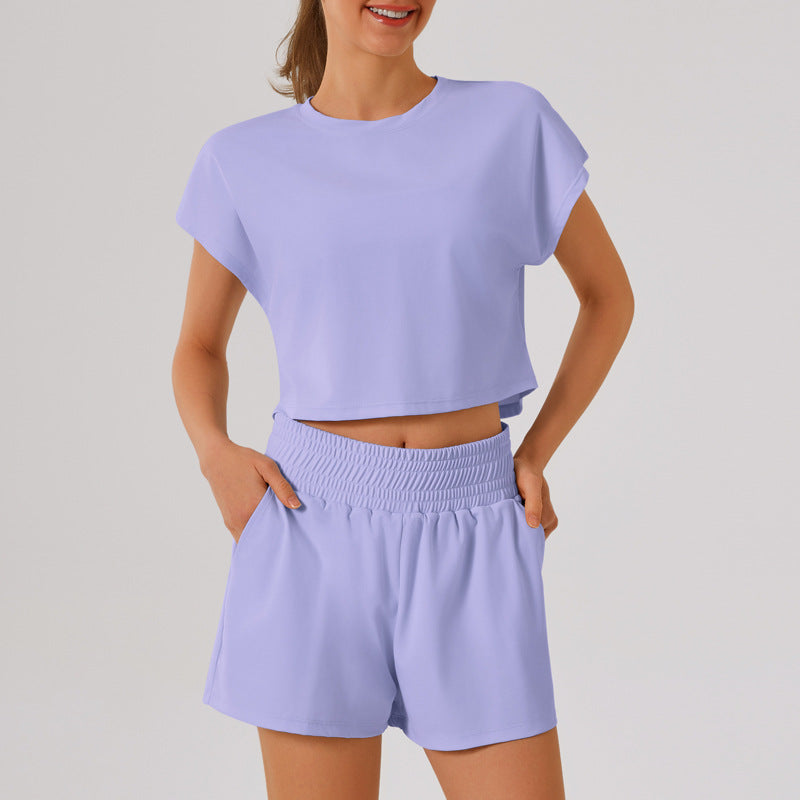 L4520-2# Women Yoga Top Shorts Set