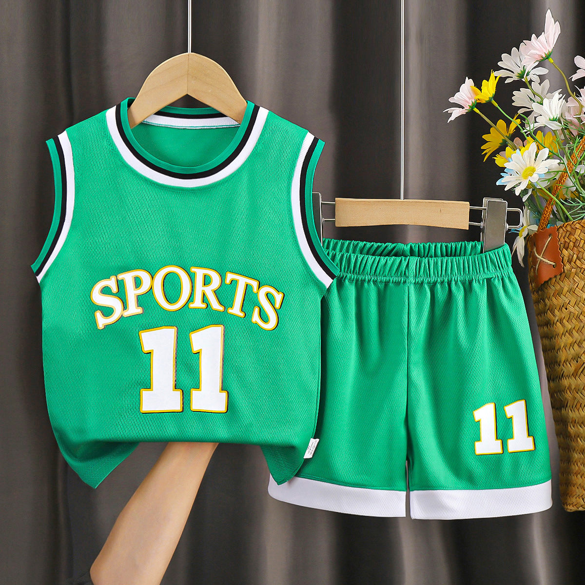 E7195#Kids football shirt shorts set