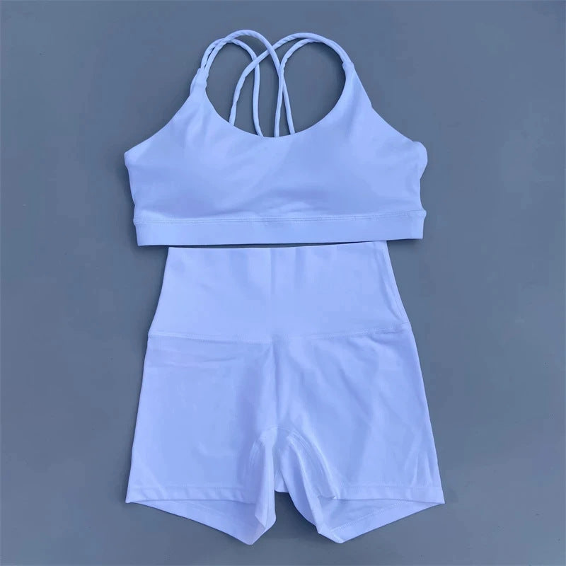 L5296#  Women Yoga Bra Shorts Set