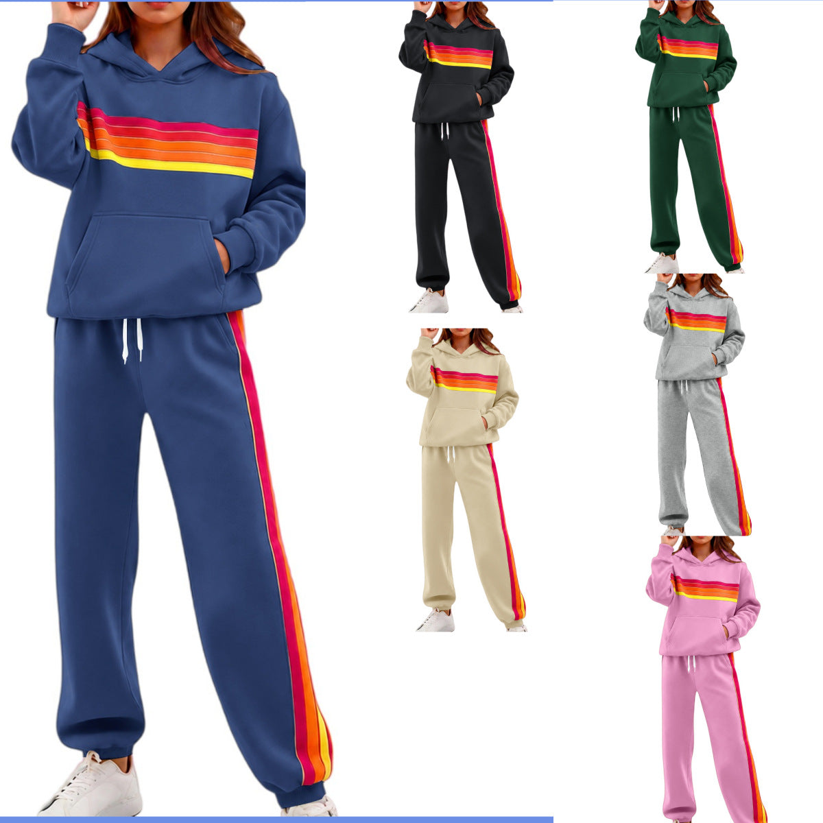 E7400# Women Embroidery Hoodie Pants Set