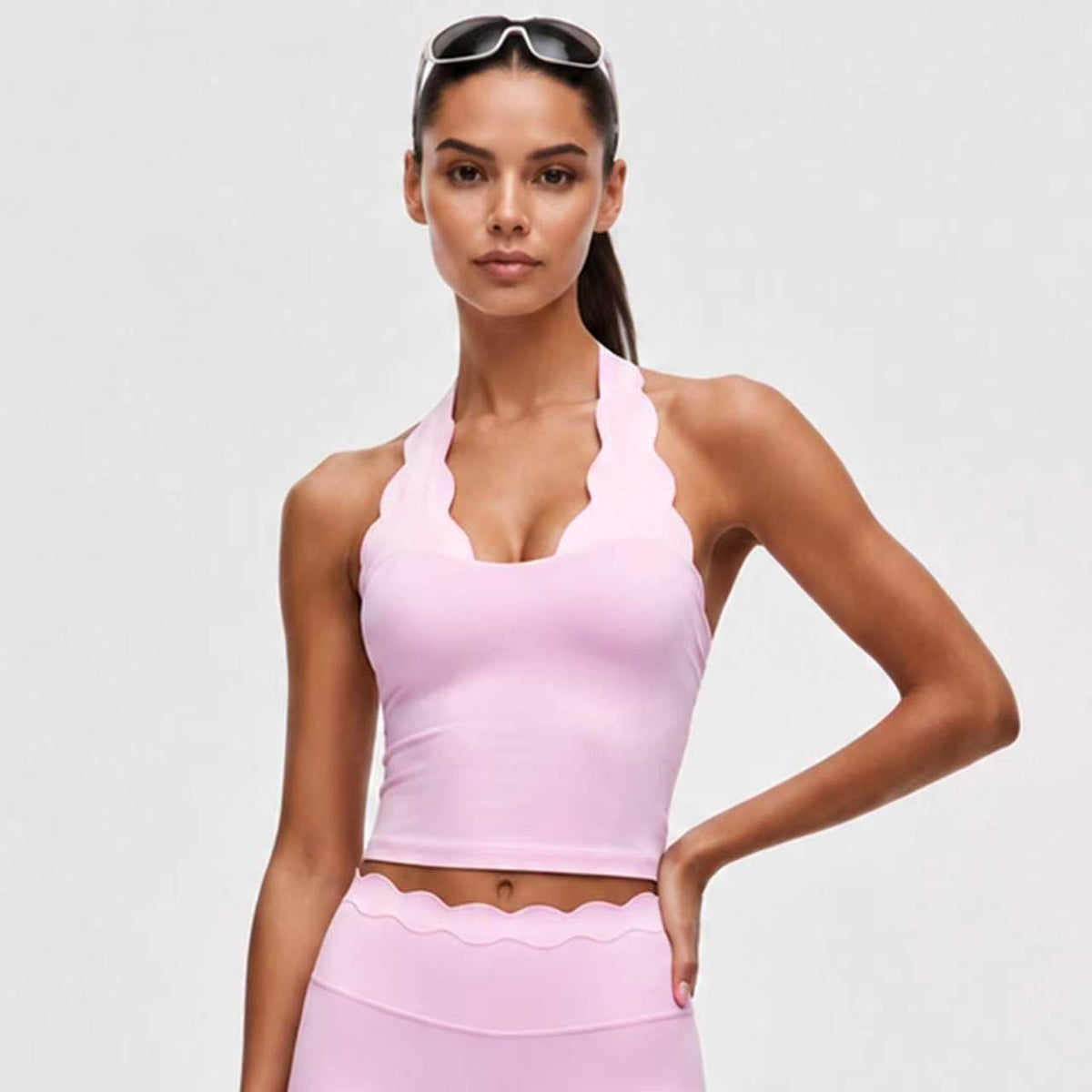 A2738# Women Neck-strap tank and pants set