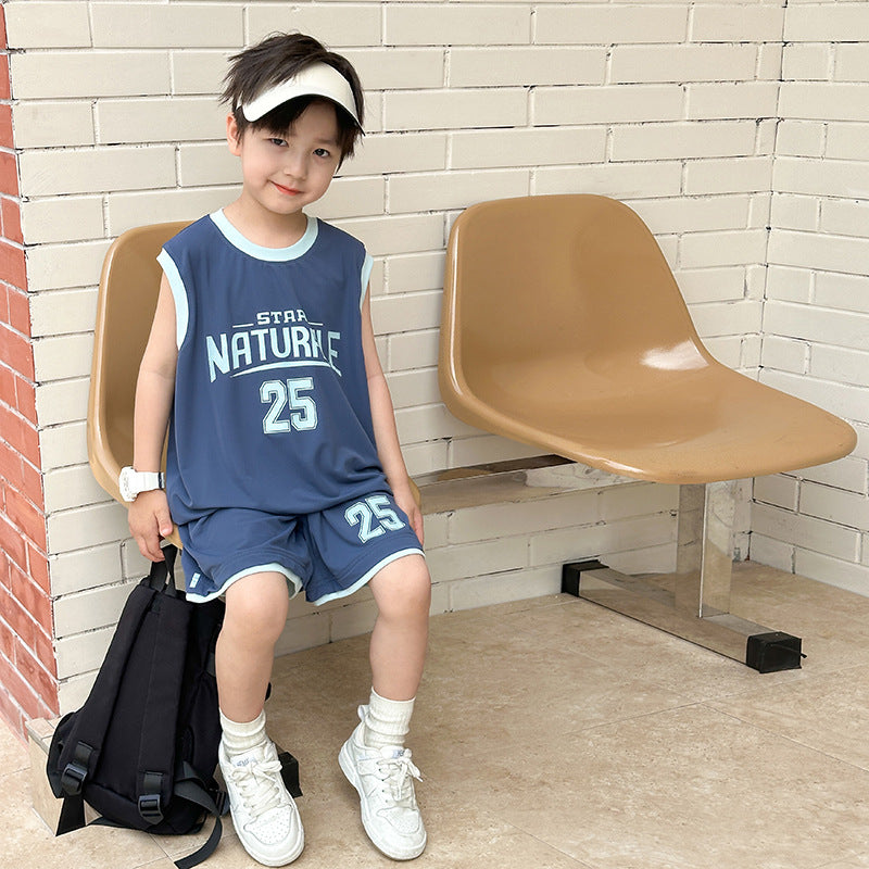 E7195#Kids football shirt shorts set