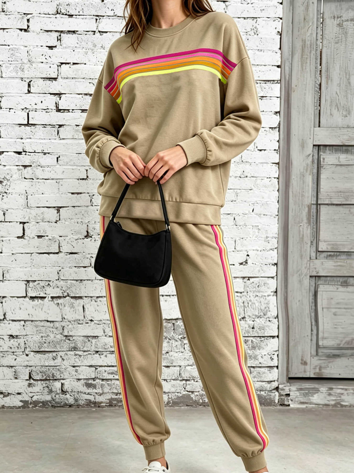 E7401# Women Embroidery Hoodie Pants Set