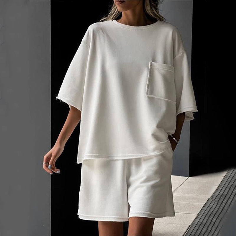 E7227# Women Shirts Shorts Set