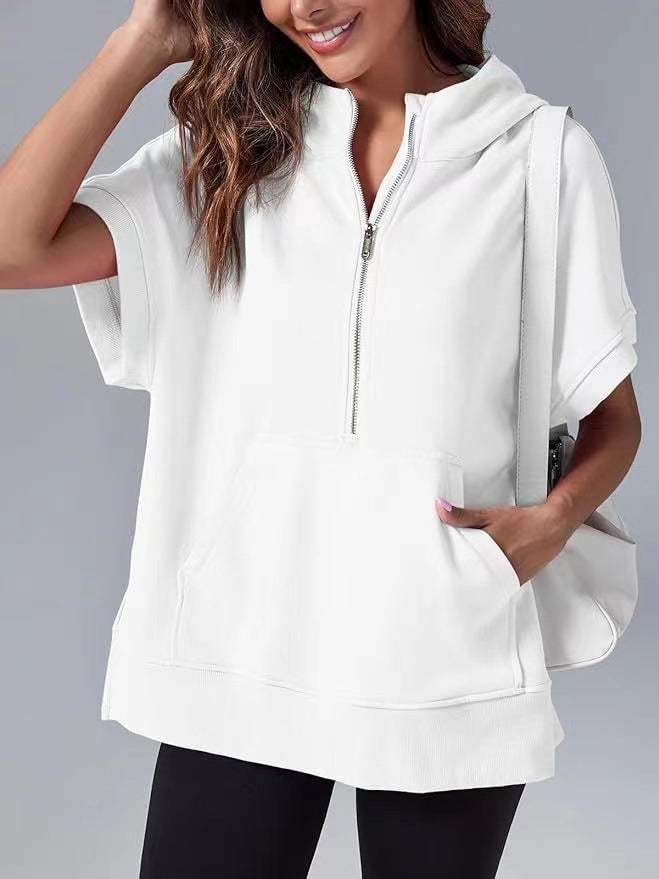 576# A Women Short Sleeve Hooded Sweater