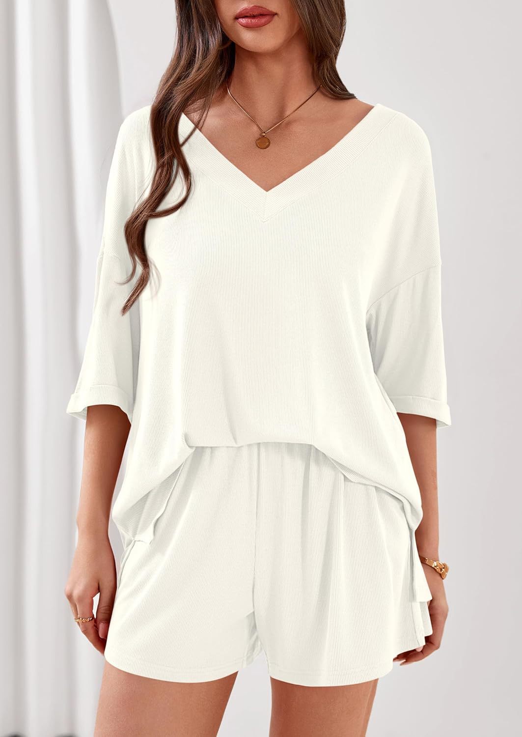 E7219# Women Shirts Shorts Set