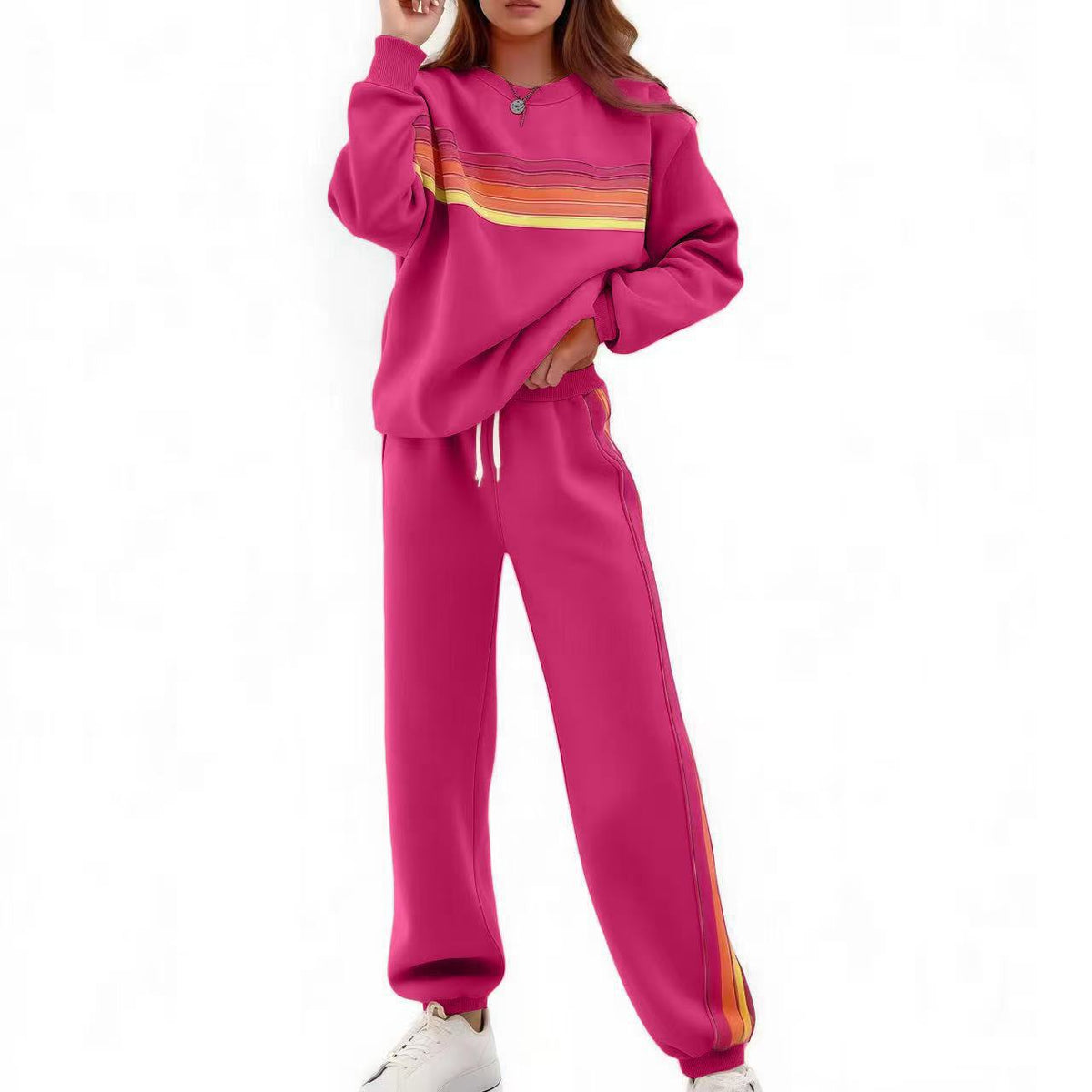 E7399# Women Embroidery Hoodie Pants Set