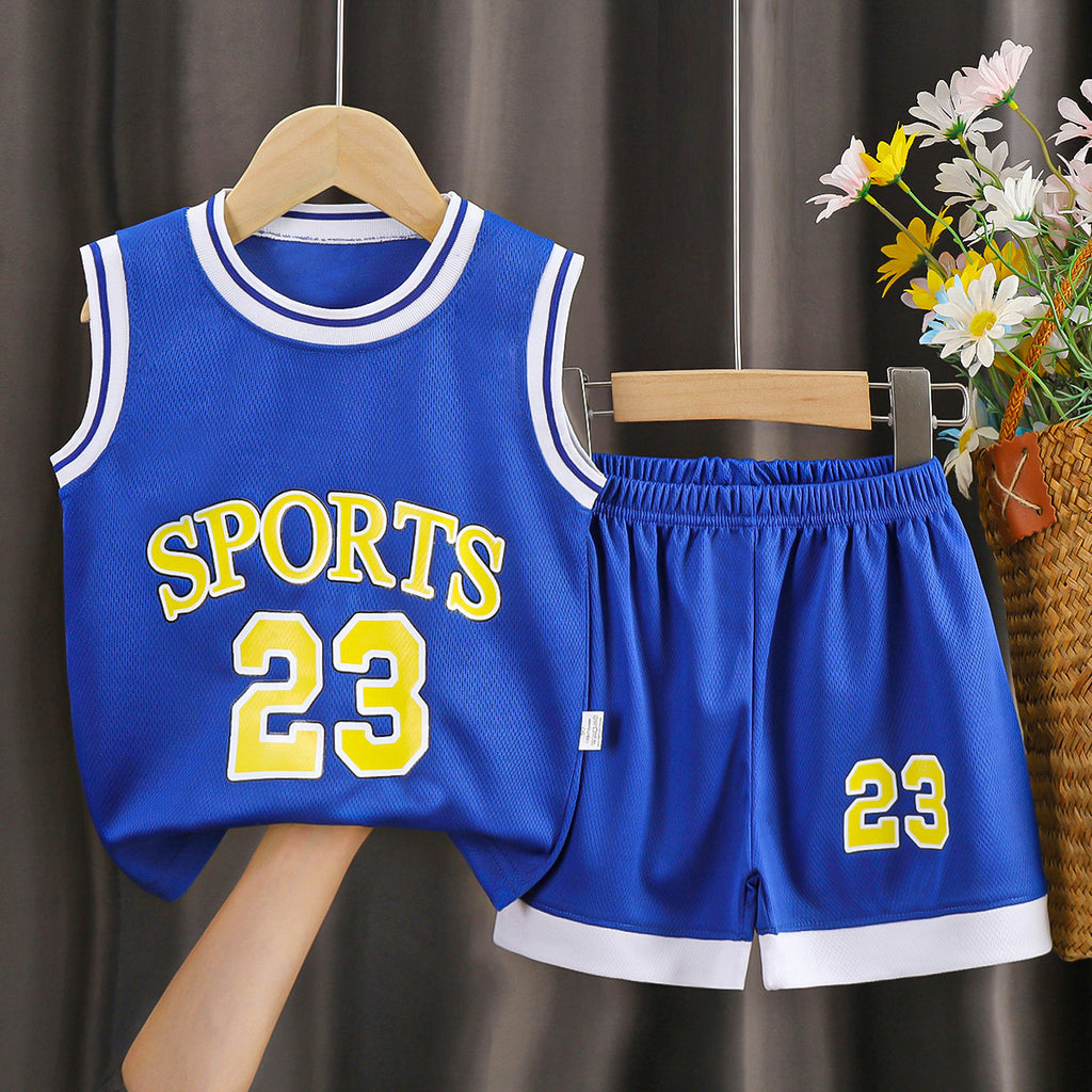 E7195#Kids football shirt shorts set