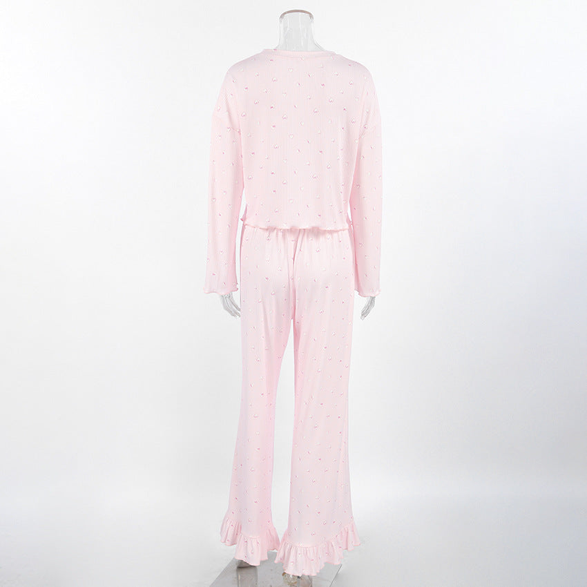ZGLHUA Women Heart Print Sleepwear