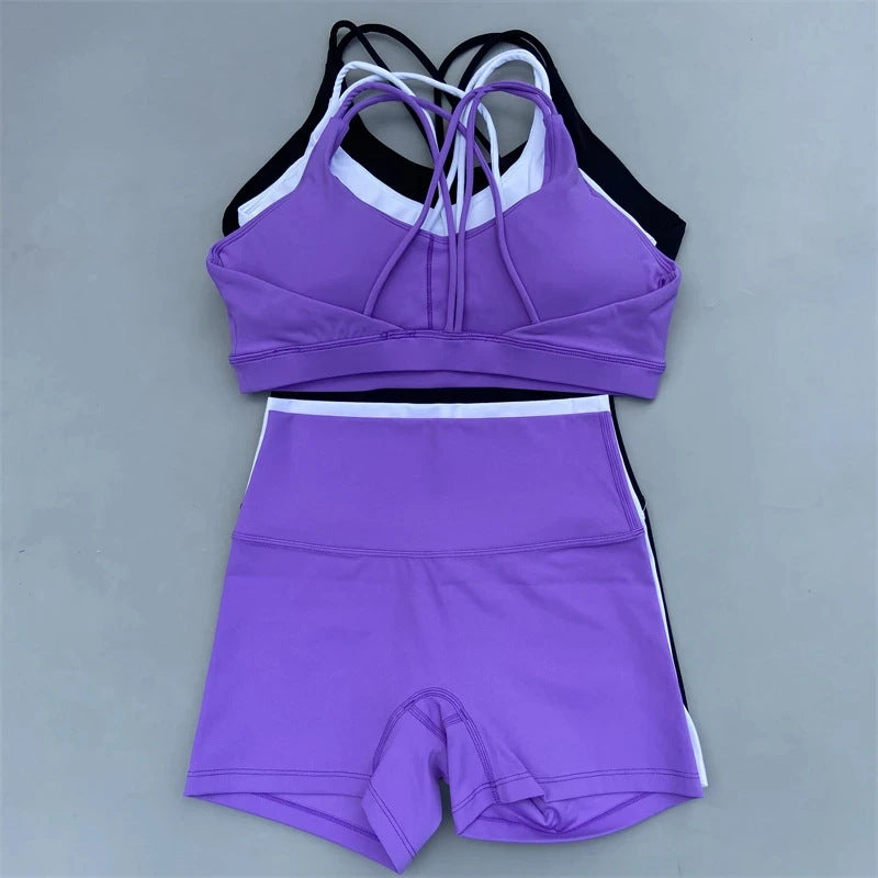 L5296#  Women Yoga Bra Shorts Set