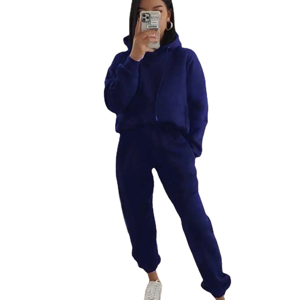 487# AL 3D Silver Logo Women Hoodies Pants Set