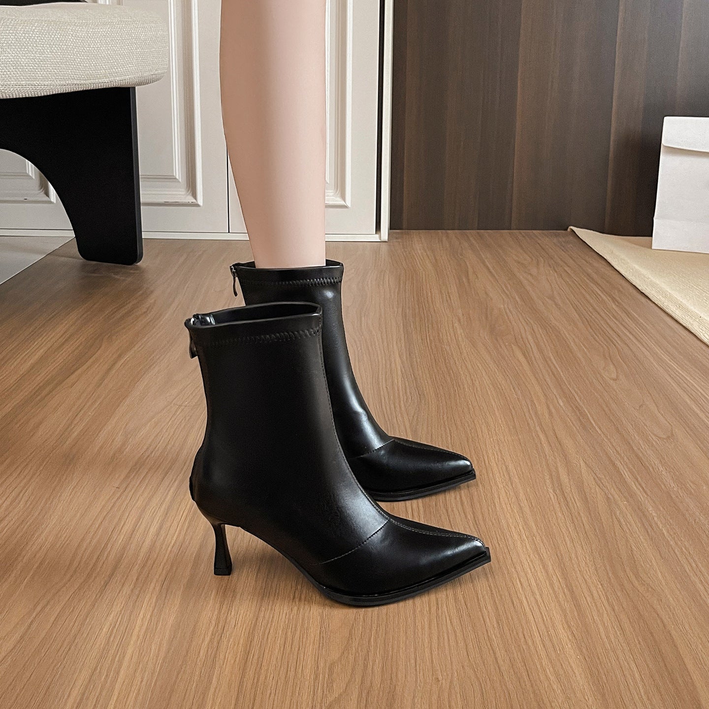 E6371#  High Heel Leather Boots