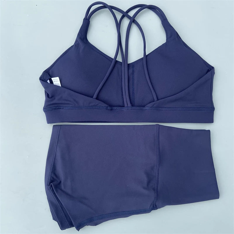 L5296#  Women Yoga Bra Shorts Set