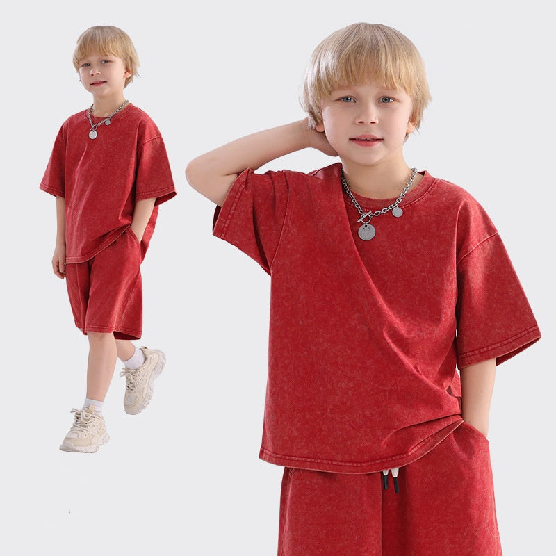 E7195#Kids football shirt shorts set