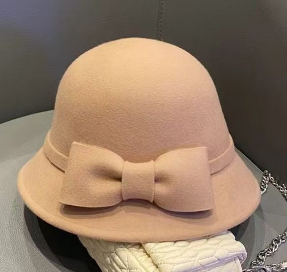 ZGLHUA Women Woolen Bowknot Fish Hat