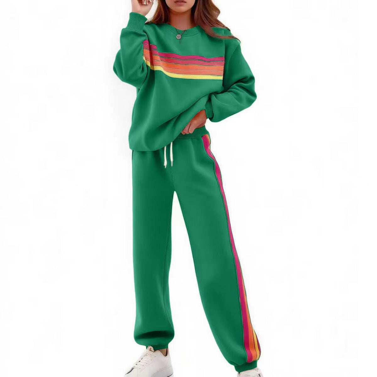 E7399# Women Embroidery Hoodie Pants Set