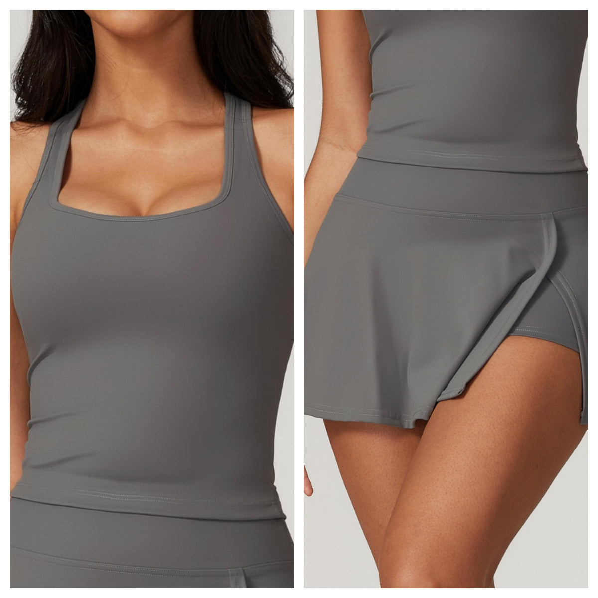 436# AL Women Yoga Tank Skirts Set