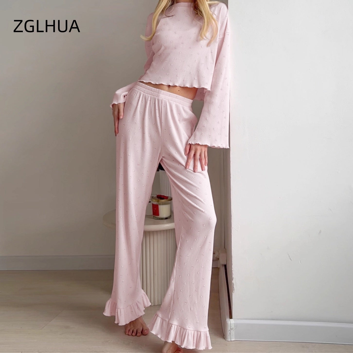 ZGLHUA Women Heart Print Sleepwear