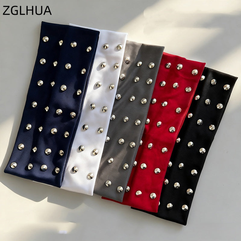 ZGLHUA Women Rivet Elastic Headwear