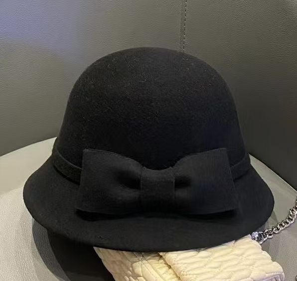 ZGLHUA Women Woolen Bowknot Fish Hat