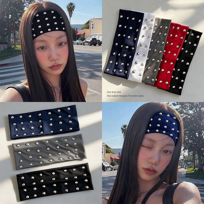 ZGLHUA Women Rivet Elastic Headwear