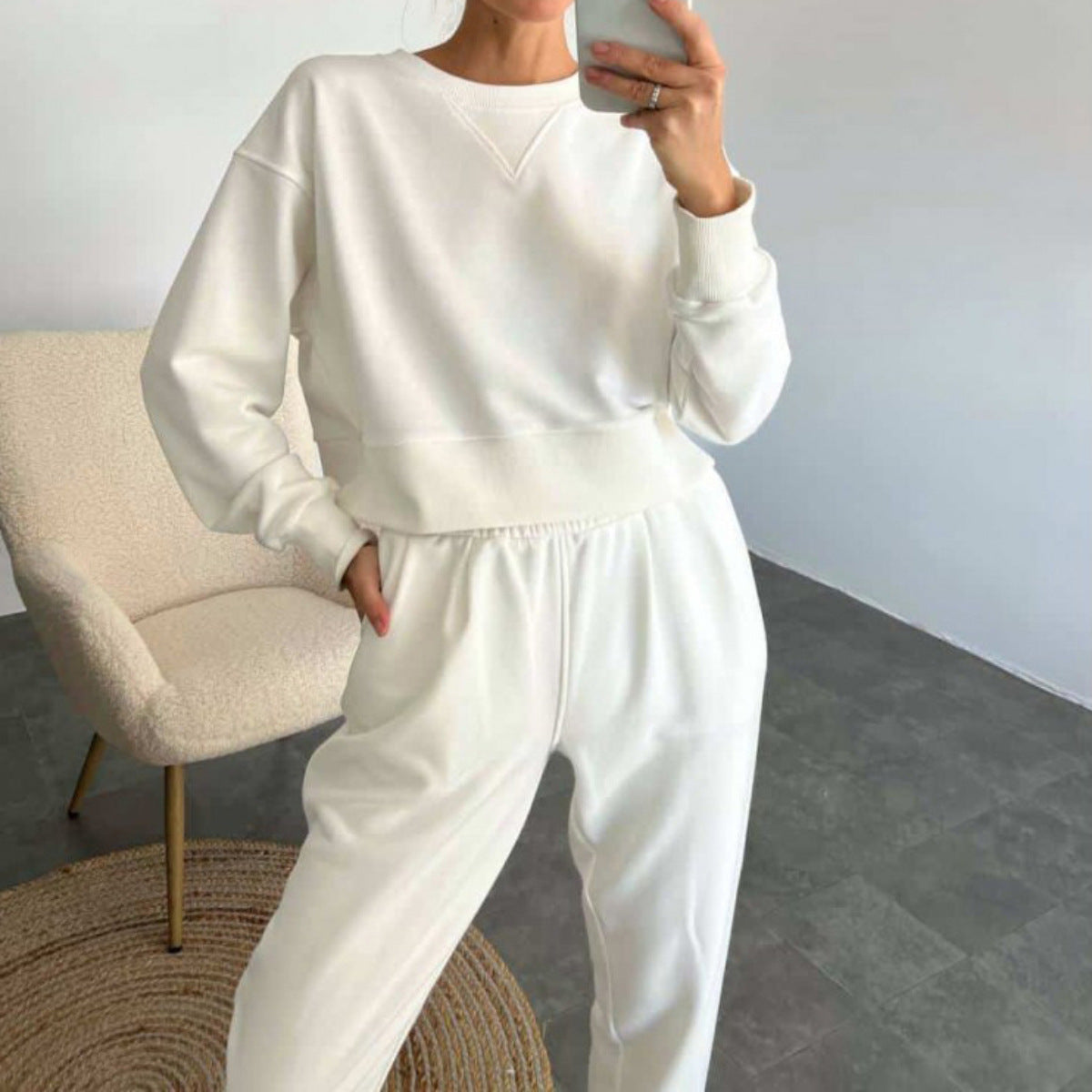 489# AL 3D Silver Logo Women Sweatshirts Pants Set