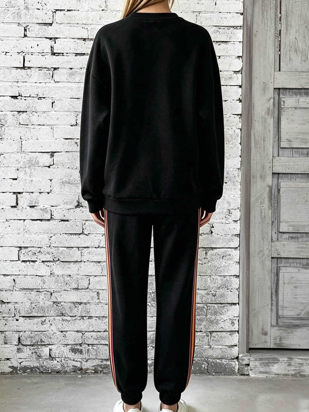 E7401# Women Embroidery Hoodie Pants Set