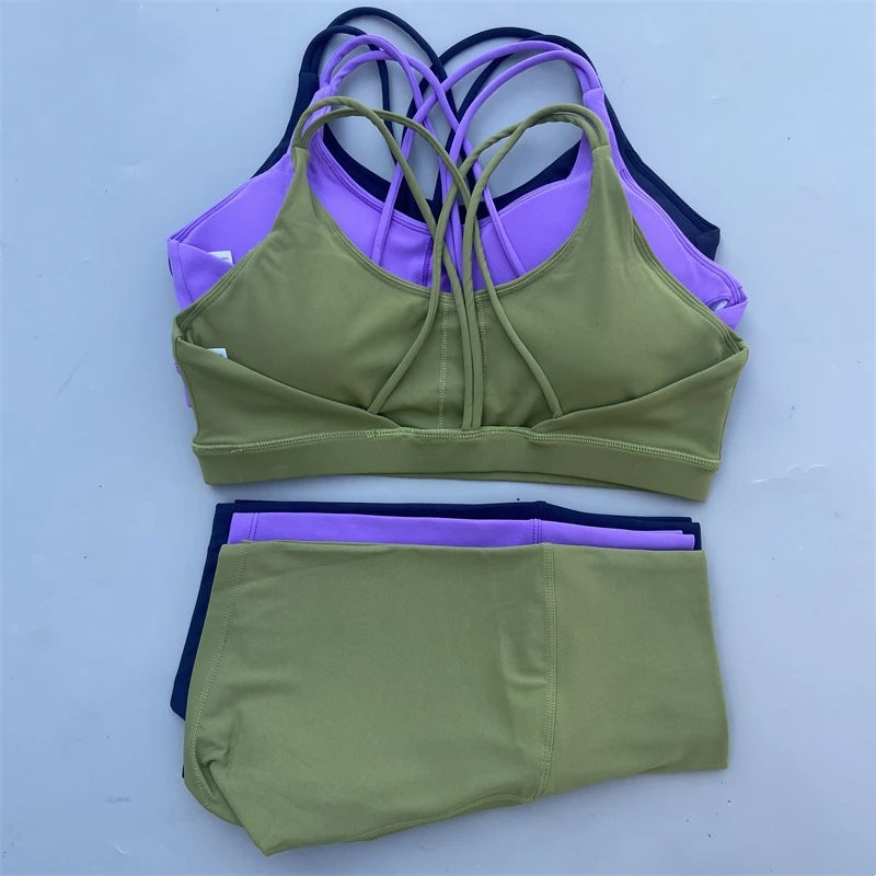 L5296#  Women Yoga Bra Shorts Set