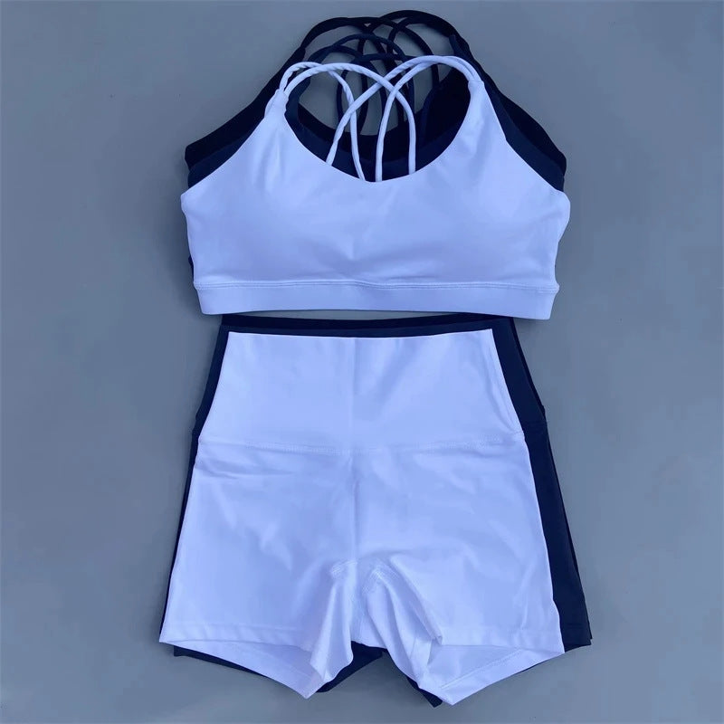 L5296#  Women Yoga Bra Shorts Set