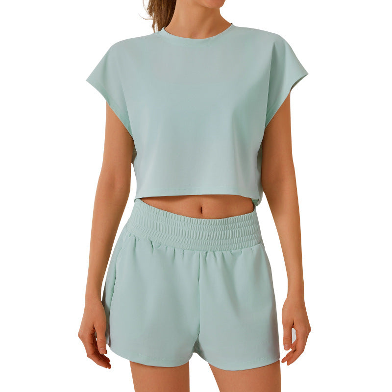 L4520-1# Women Yoga Top Shorts Set