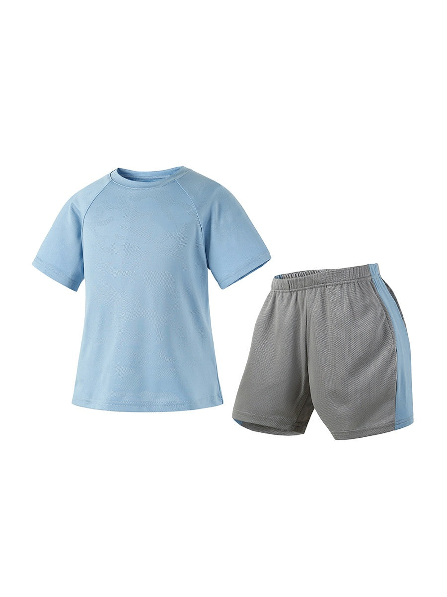 E7195#Kids football shirt shorts set