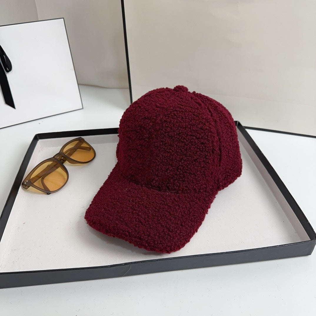 E6737# Lamb wool baseball cap