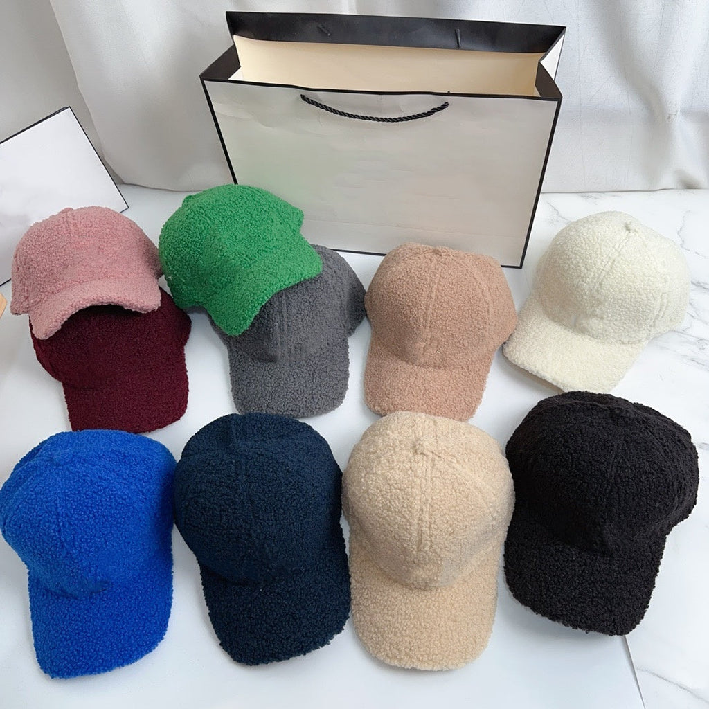 E6737# Lamb wool baseball cap