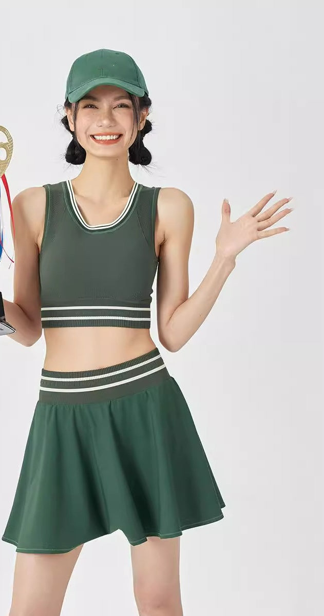 276# AL Women Yoga Bra Top Skirts Set