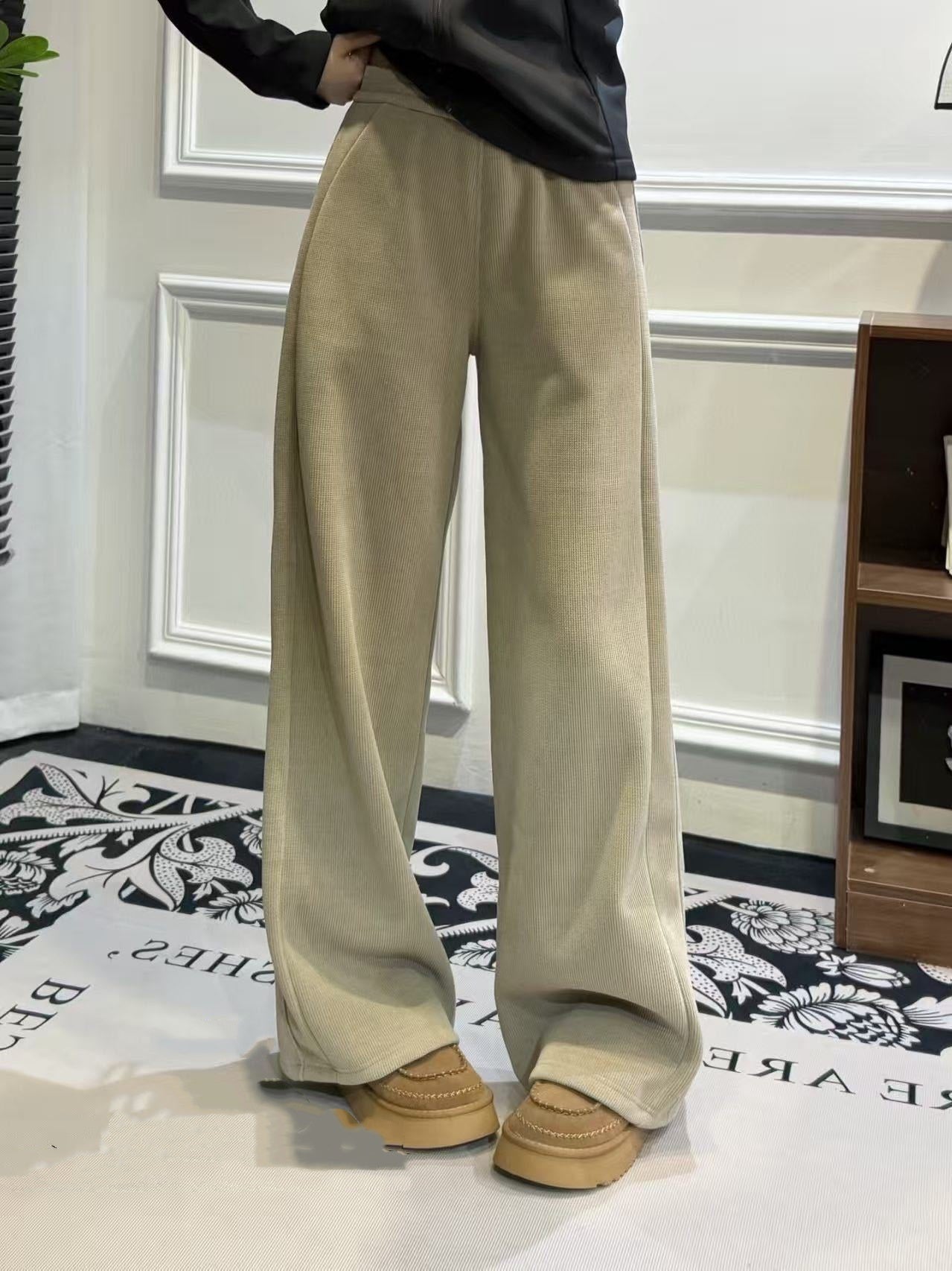 L5320# XY Women Fleece Wide-Leg Pants