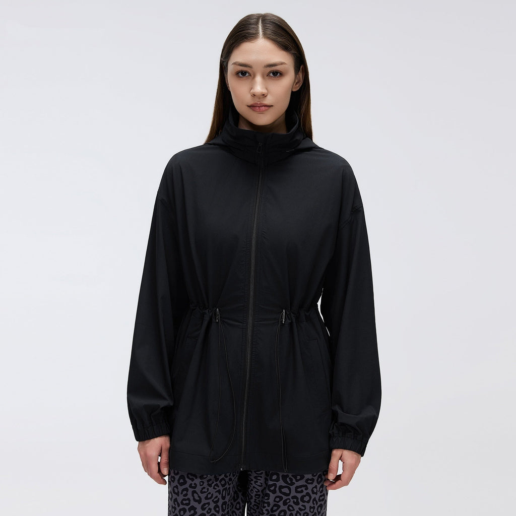 L5813# Women Waist Drawstring Hooded Jacket