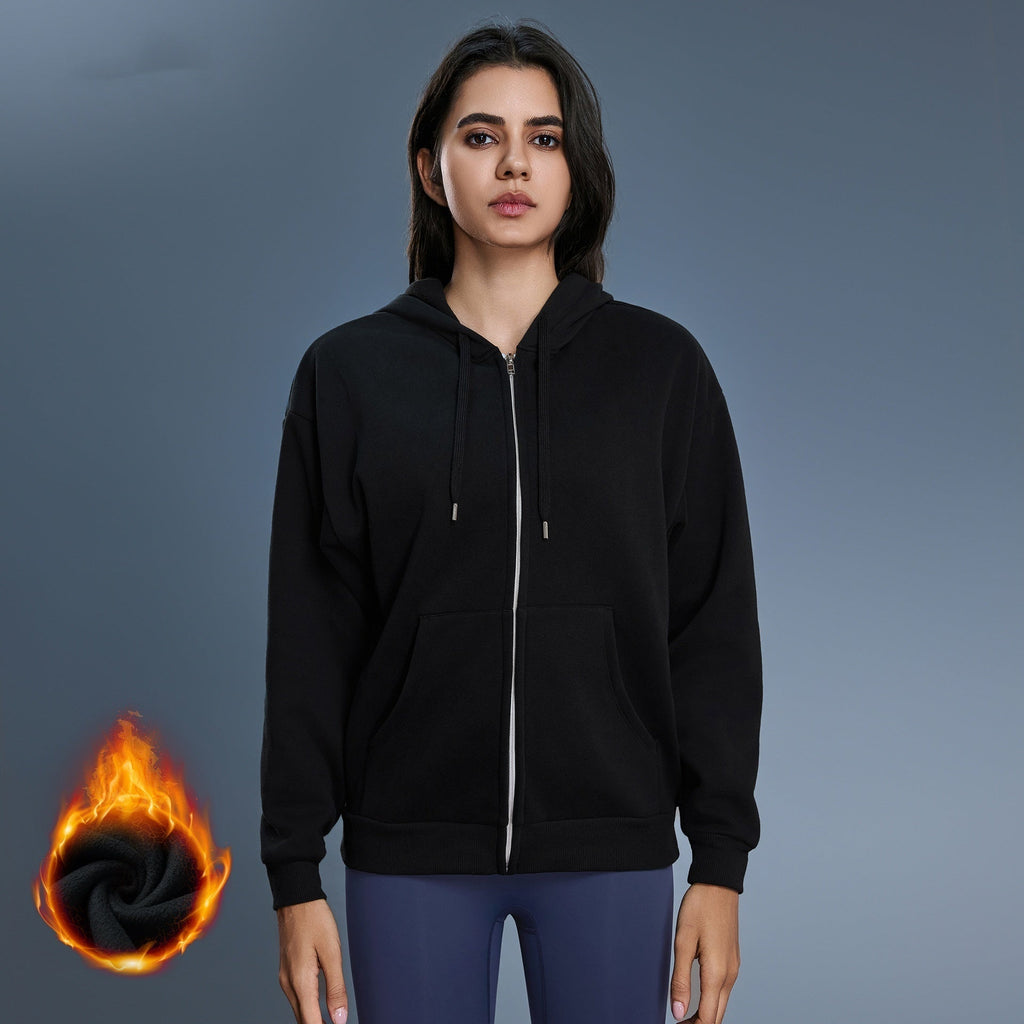 1469#A 3D Silver Logo Women Fleece Zipper Jacket