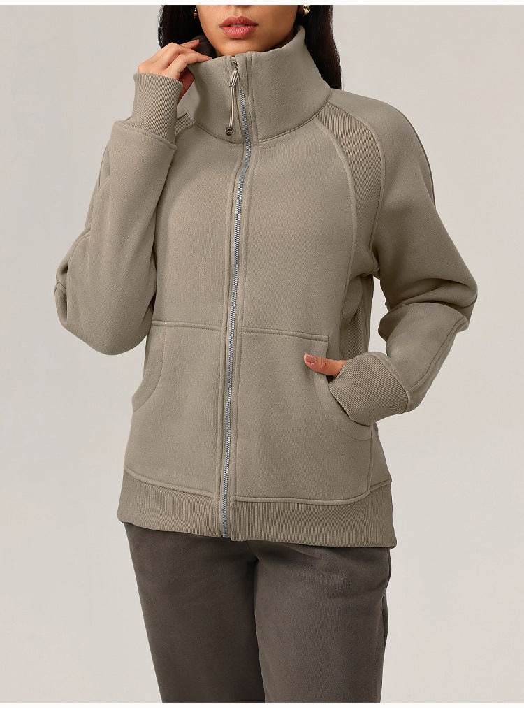 L5456#  Embroidery  Full Zipper Long Fleece Hoodies