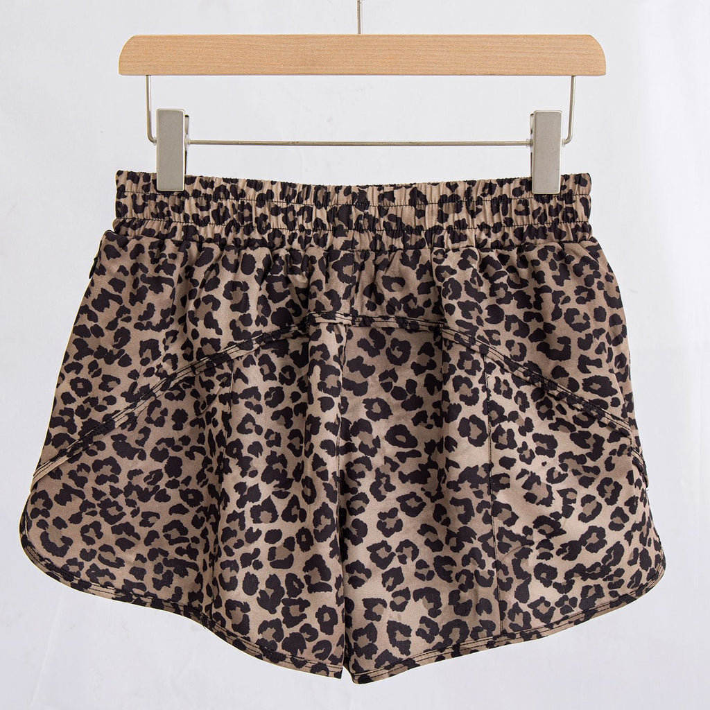L6139#  Women Yoga Leopard Shorts