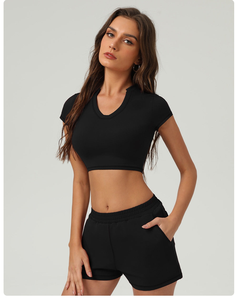 802# A Women Yoga Top Shorts Set