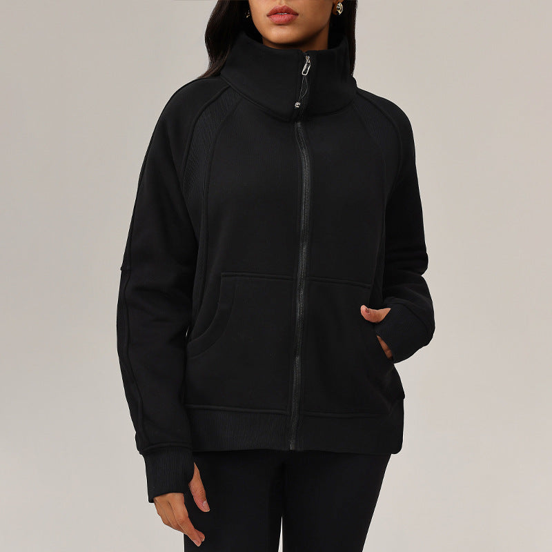 L5456#  Embroidery  Full Zipper Long Fleece Hoodies