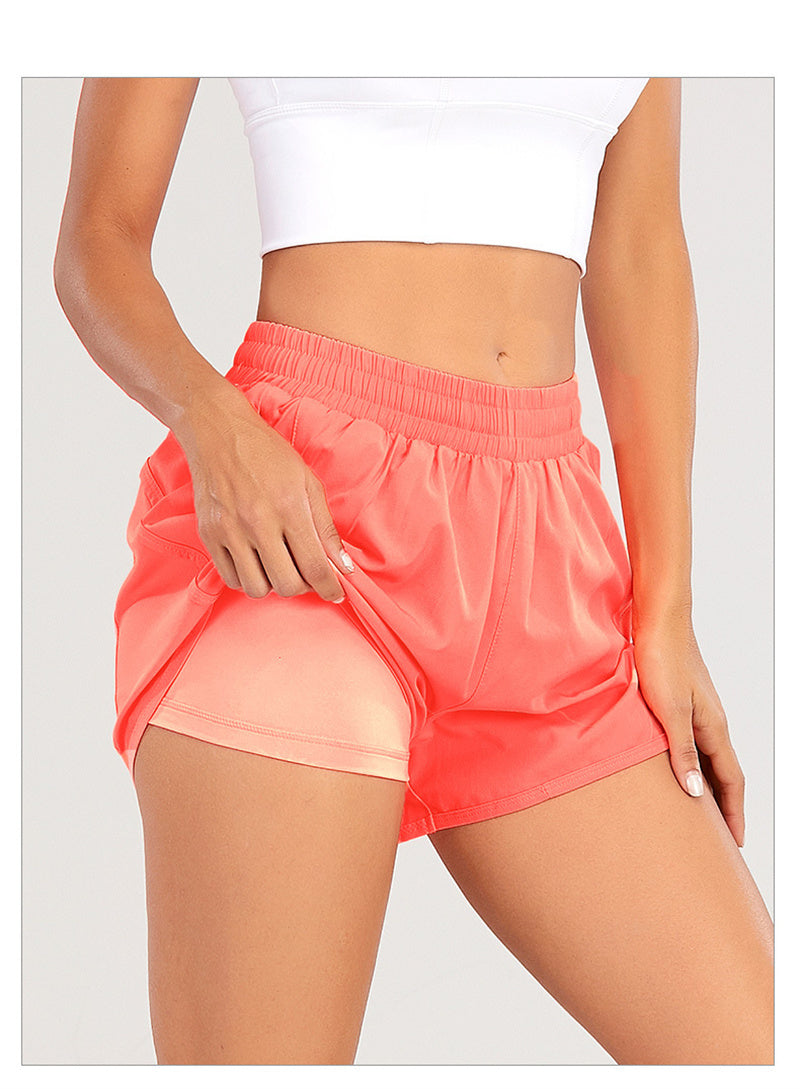 2017# Drawstring Ziper Yoga Shorts