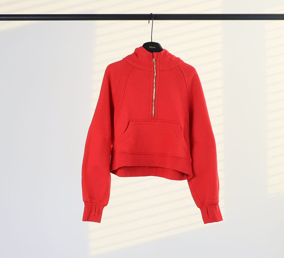 L5864# Women Half zipper Hoodies
