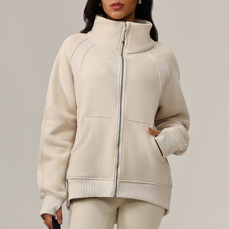 L5456#  Embroidery  Full Zipper Long Fleece Hoodies