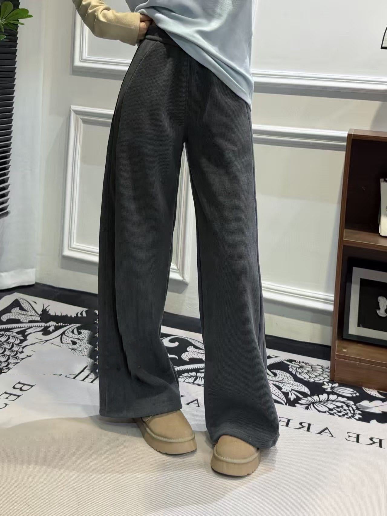 L5320# XY Women Fleece Wide-Leg Pants