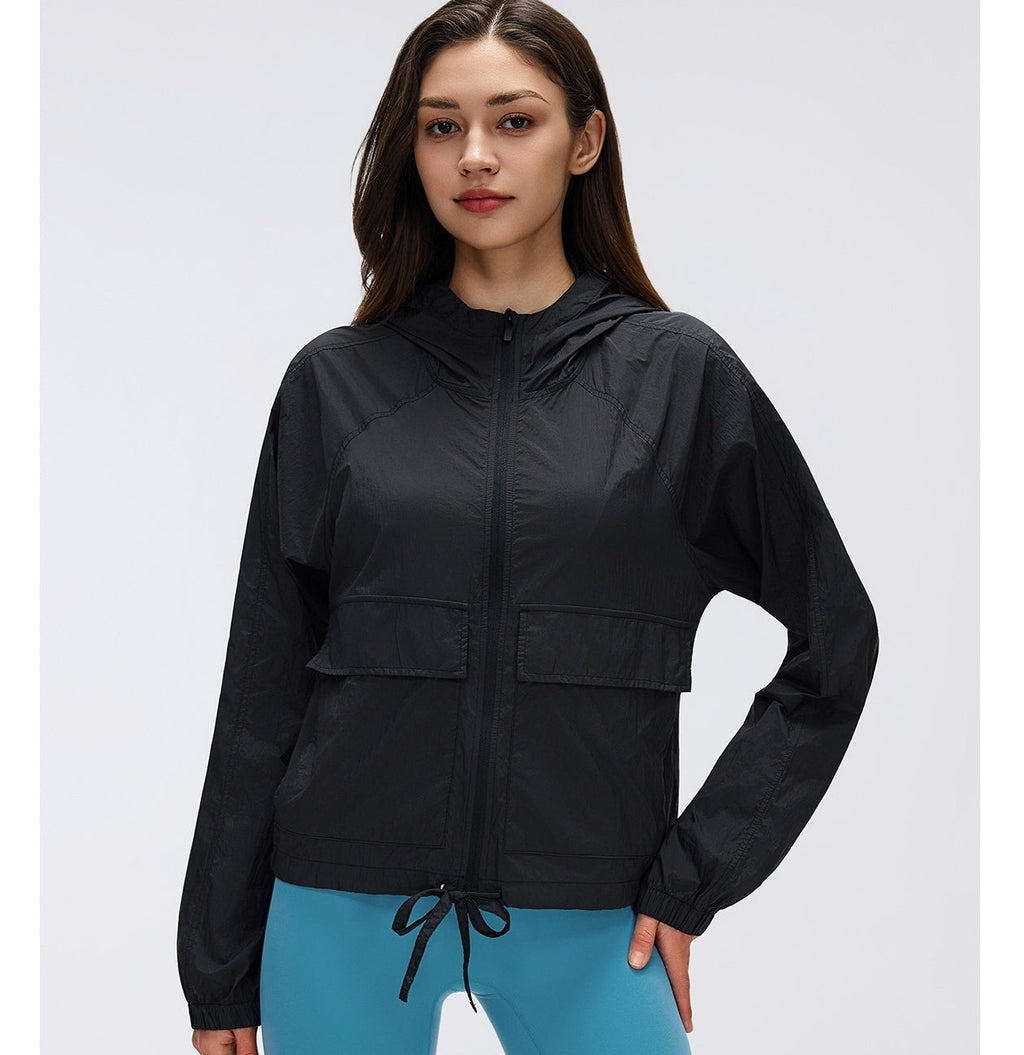 L5769# Women Yoga Hooded Sunscreen Coat