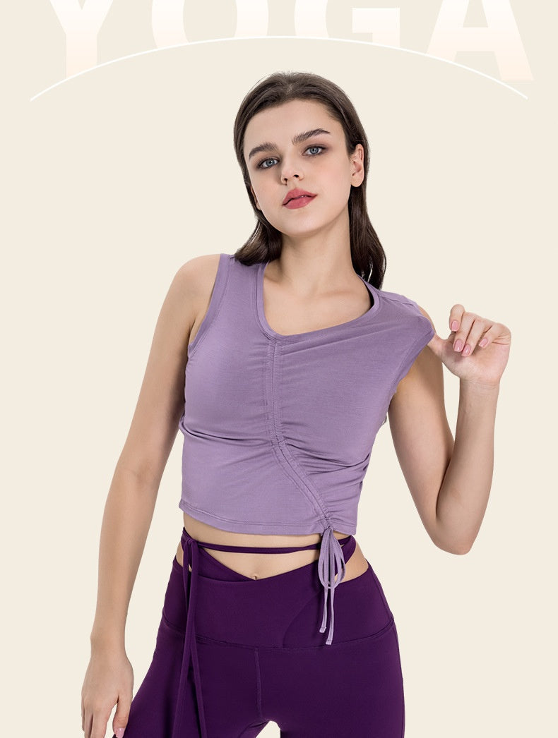 L2134#  Women Drawstring Yoga Tank